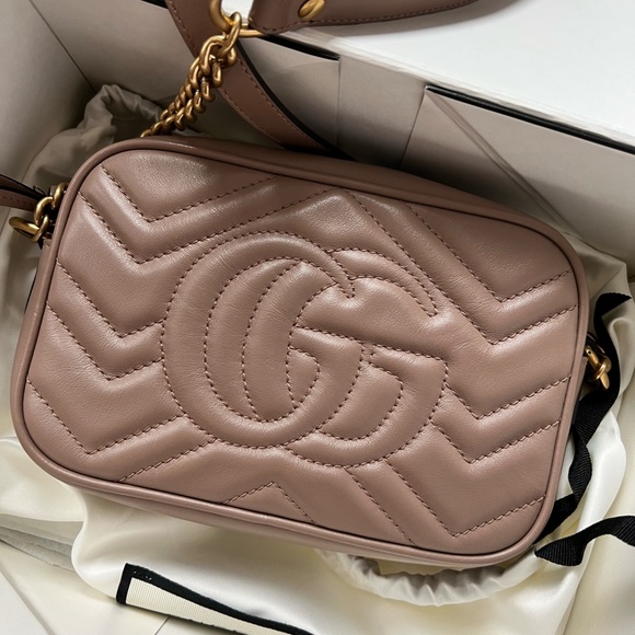 GUCCI MARMONT MINI SHOULDER BAG - DUSTY PINK - Picture 8 of 9